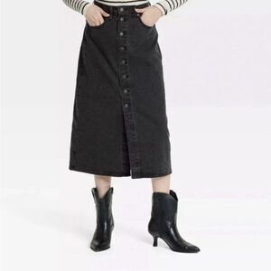 Universal Thread Women's A-Line Midi Denim Skirt Black Size 6